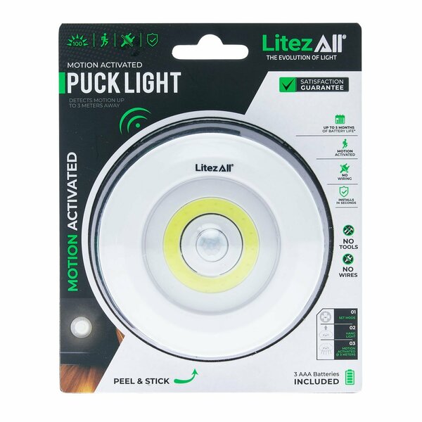 Promier Products Motion Activated Puck Light Battery Powered LA-TOPLTSN-6/24